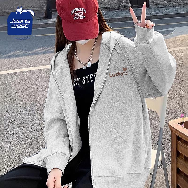 Jeanswest Women's Retro Hooded Loose Sweatshirt