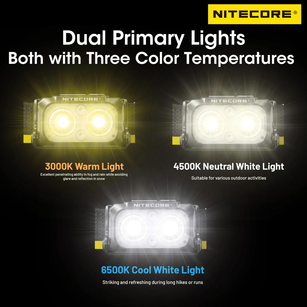 Nitecore NU25 MCT 400 Lumens Ultra Lightweight Multiple Color Temperature Outdoor Headlamp USB-C Rechargeable Headlight Tag (Normal Headband)