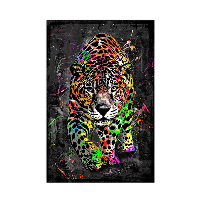 Pintura de Lienzo de León Colorido Abstracto Póster Moderno de Animales e Impresiones Arte de Pared Imágenes para Sala de Estar Decoración del Hogar