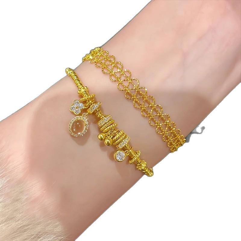 Female Light Luxury New Chinese Niche Dragon Heart Four Leaf Flower Bracelet