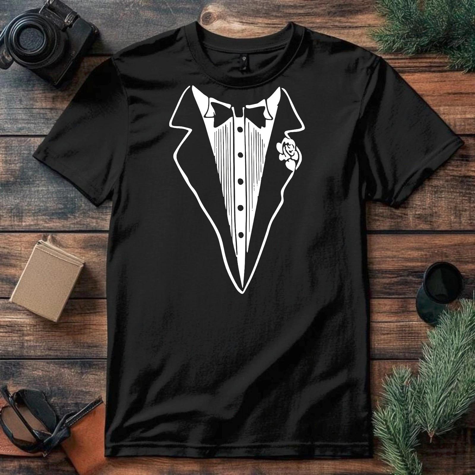 Funny Tuxedo T-Shirt, Tux Tee Wedding Prom Bachelor Formal Event Party Gift Tee S
