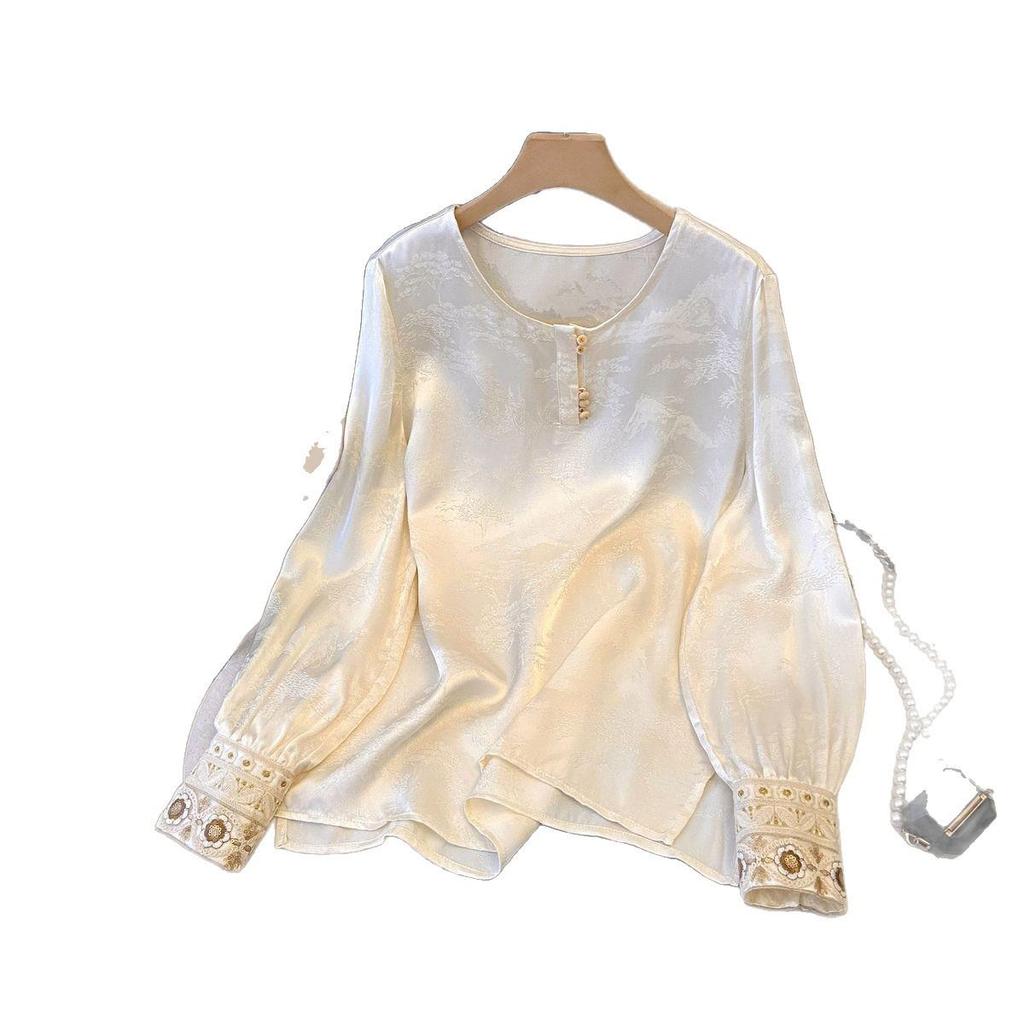 National Style Women's Long Sleeve Embroidered Layered Top - Spring New Design