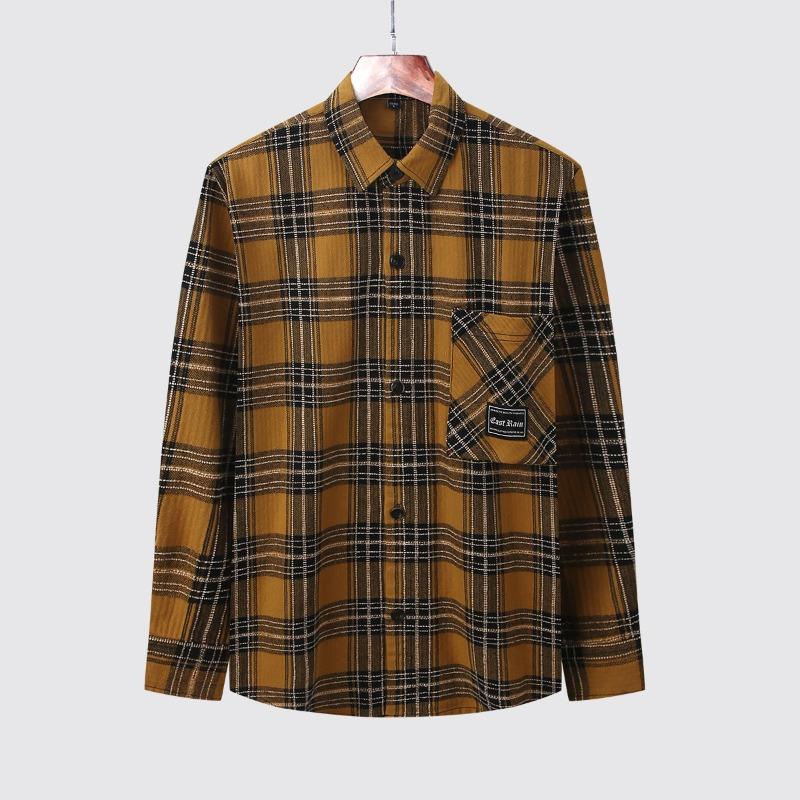 Men's Plaid Long Sleeve Button Down Shirt Pocket Casual Shirt Jacket.