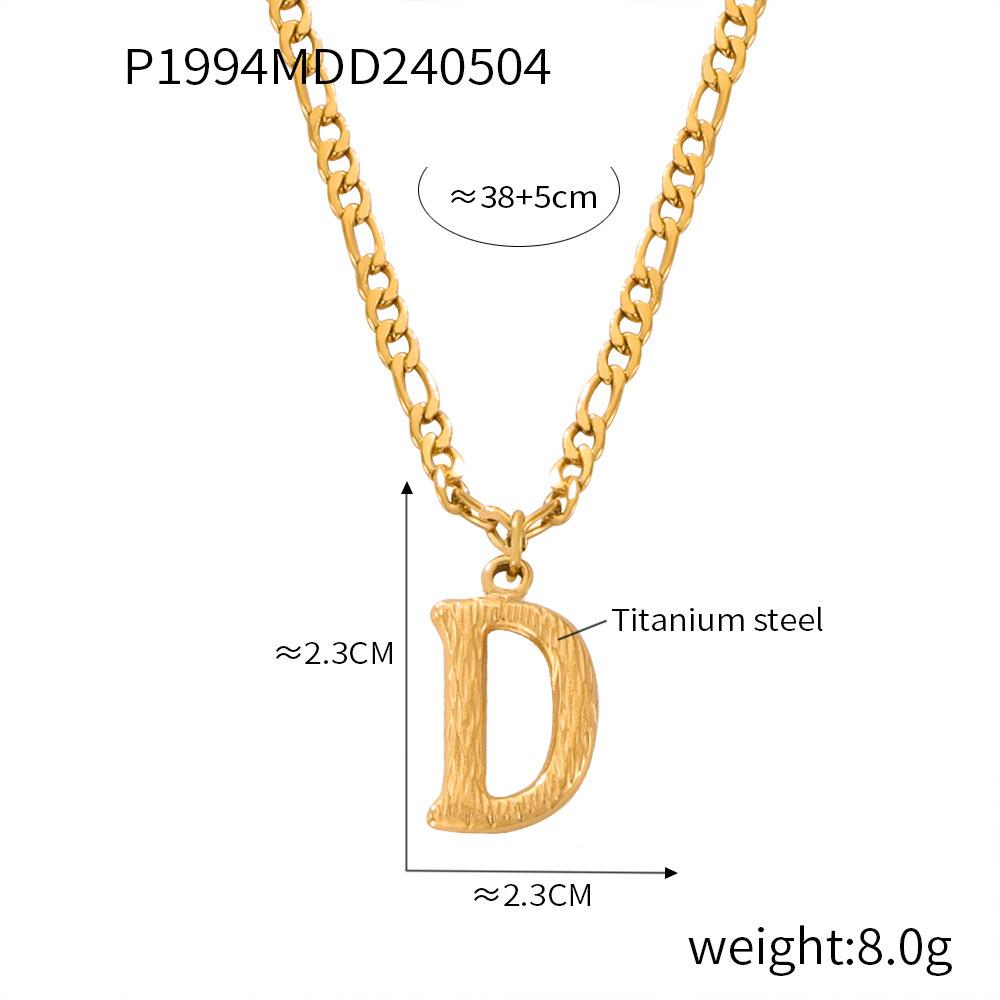 Simple Light Luxury Titanium Steel 26 Letter Necklace Niche Non-Fading Necklace Gold Tree Pattern Jewelry