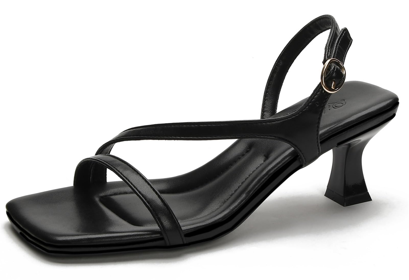 

DADAWEN Strappy Square 6cm Kitten Comfortable for and Size 24cm Women s Sandals, Toe, Heel, Cushioned, Commuting, Office, Parties, Black,