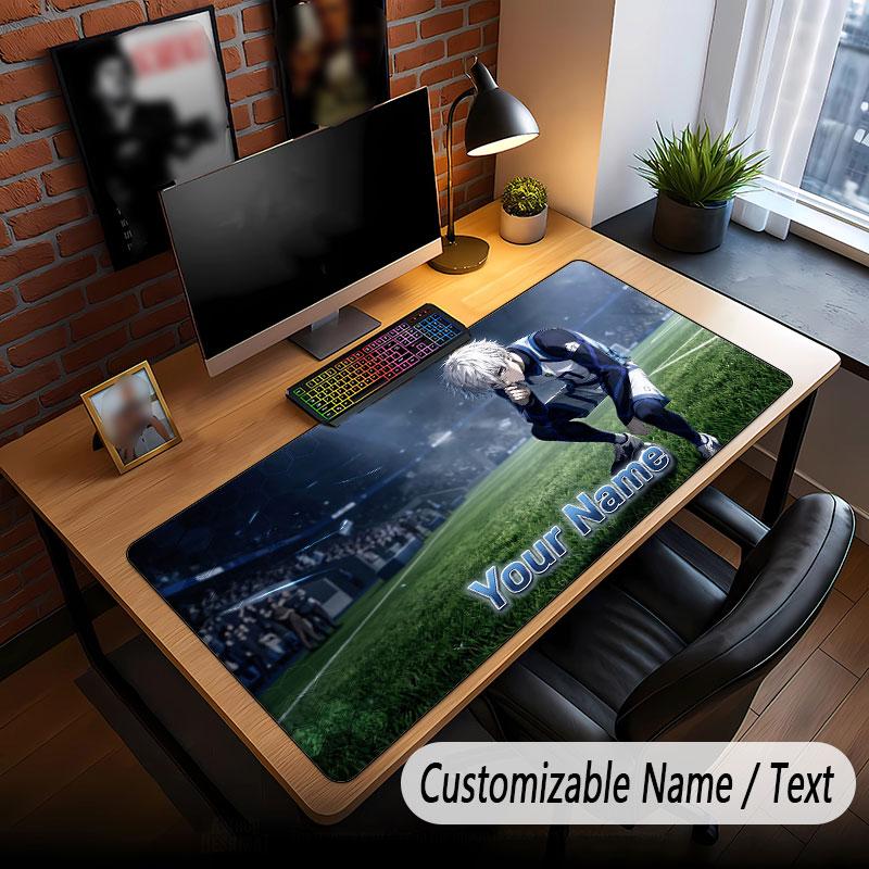 Custom Name Extended Mouse Pad,Blue Lock Gaming Desk Mat For Home Office Desktop Decor
