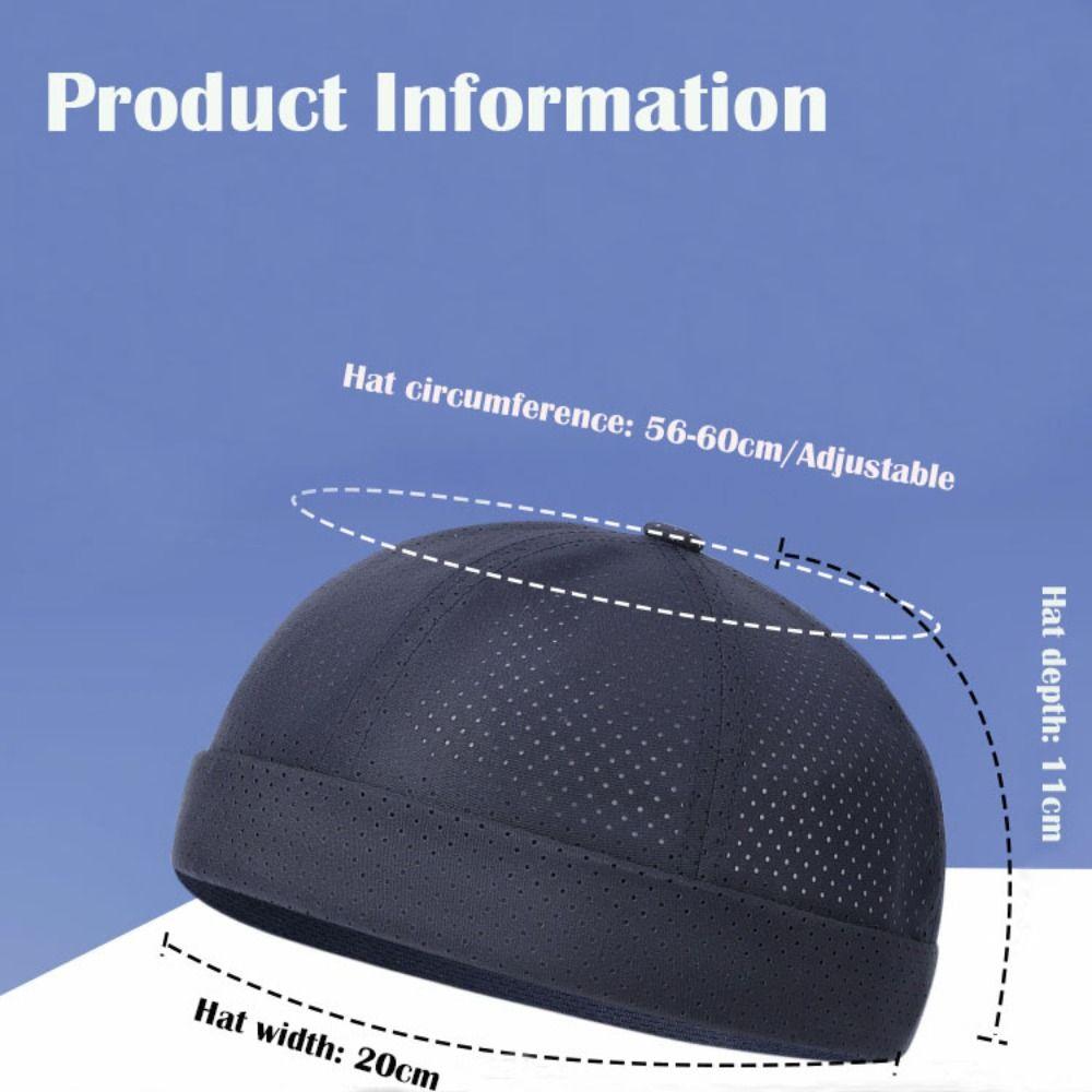 Retro Brimless Docker Cap Quick Drying Melon Skin Caps Casual Skullcap  Unisex