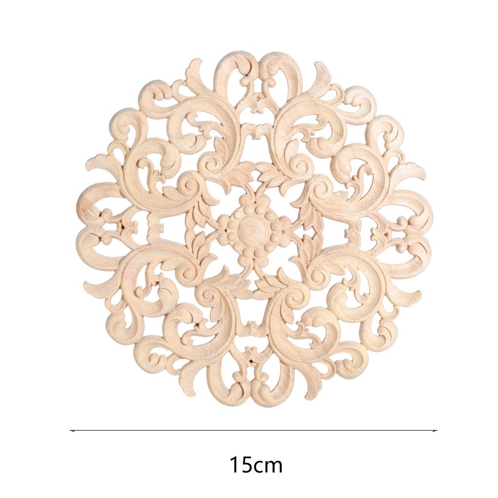 Carving Natural Wood Appliques For Furniture Cabinet Unpainted Wooden Mouldings Decal Vintage Home Decor 10/12/15/20/24/30cm