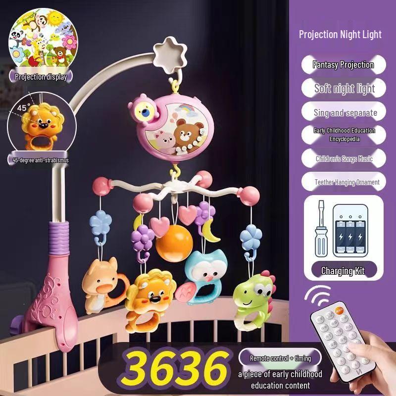 Remote-Control Crib Mobile with Rotating Hanging Toys for Newborns (0-6 Months)