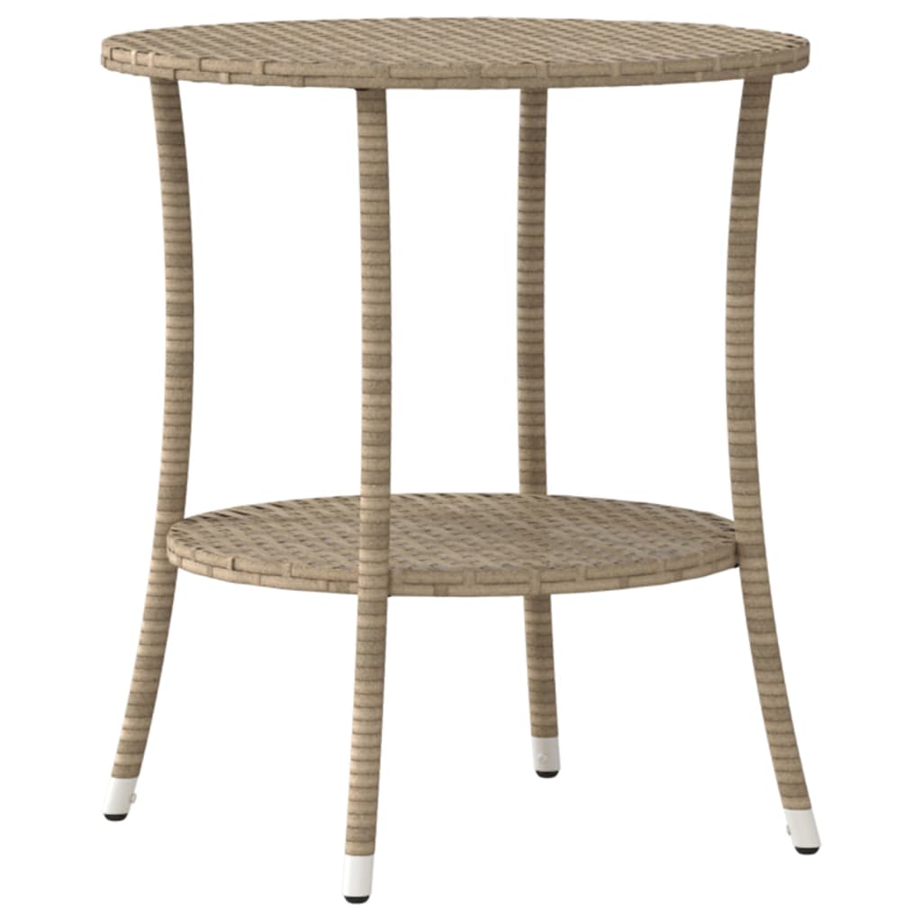 Garden Chairs 2 Pcs. Adjustable with Table Beige Poly Rattan
