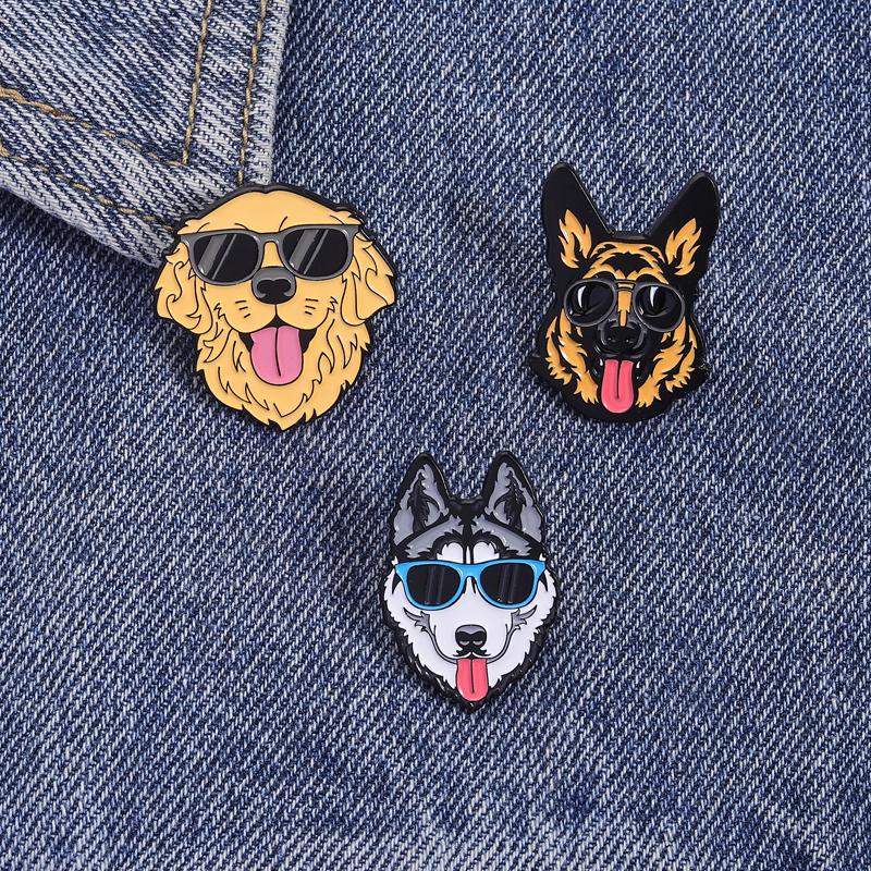 Dogs Puppy Enamel Pins Beagle Border Collie German Shepherd Golden Retriever Husky Corgi Brooches Lapel Badges Animal Jewelry