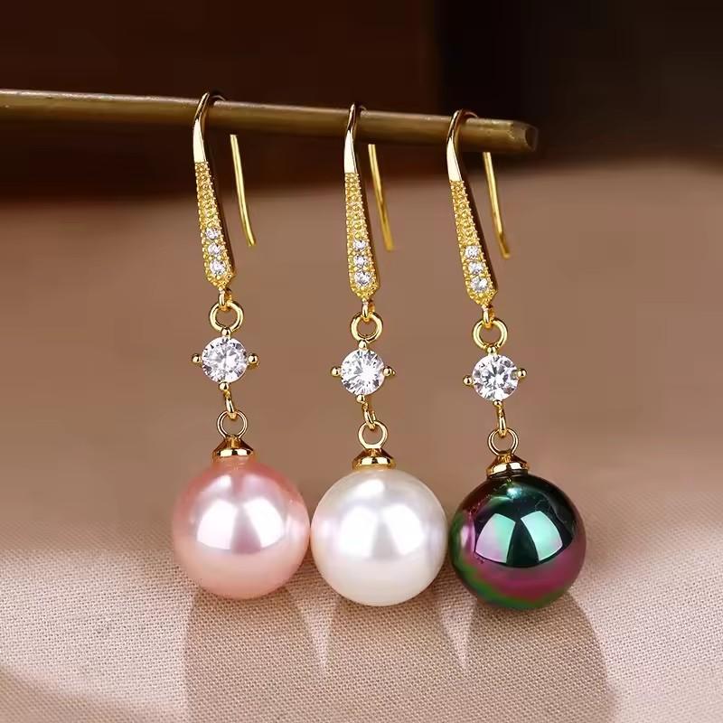 Elegante Zirkon-Perlen-Ohrhaken Minimalistischer Luxus Pendlerohrringe Schicker Einfacher Modeschmuck Für Frauen Tägliches Tragen