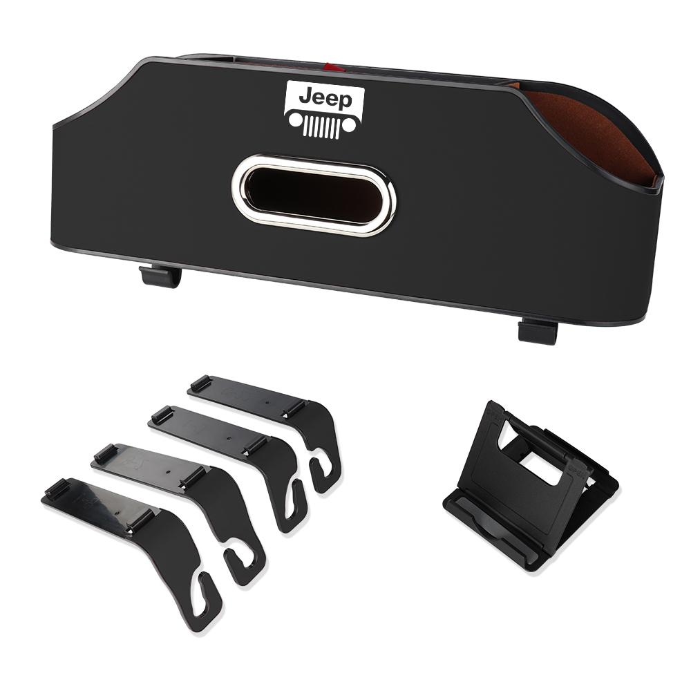 PU LeatherCar Seat Back Storage Box Tissue Box Water Cup Mobile Phone Holder For Jeep Renegade Patriot Wrangler Cherokee Compass AKN1