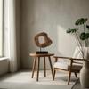 Resin Circular Form Sculpture WoodLook Abstract with Base Carved Statue Ebony