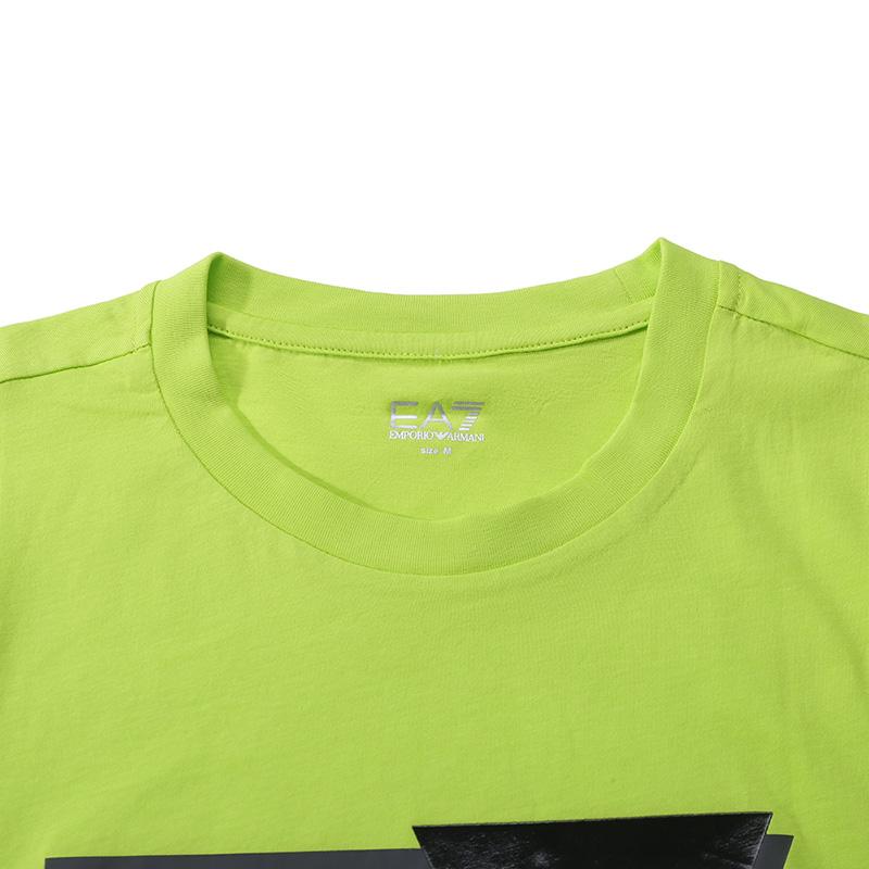 Emporio Armani EA7 SS24 Geometrisches Logo-Print Kurzarm-T-Shirt Herren Oberteile Leuchtendes Grün 3DPT09-PJ02Z-1873