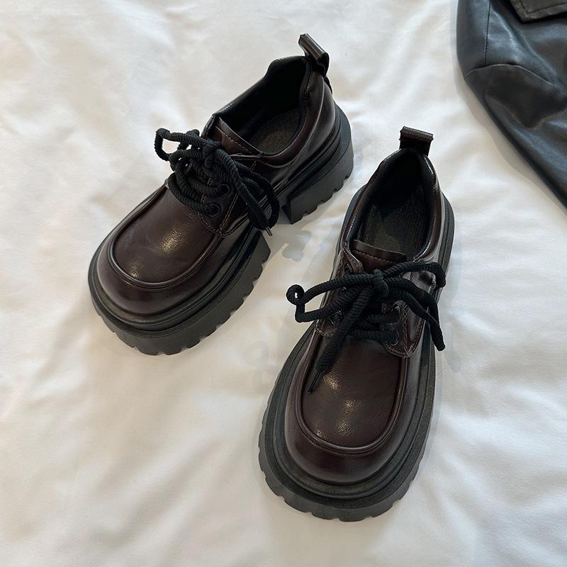 

Маленькие кожаные туфли на платформе в британском стиле женские весна 2025 новые для ношения на улице юбка лоферы Мэри Джейн одинарные туфли женские 40 коричневый