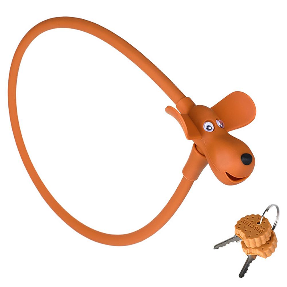 Puppy Bike Safety Lock with 2 Cookie Keys Silicone Covered Bike Lock Creative Kids Cute Cable Lock Bicycle Accessories