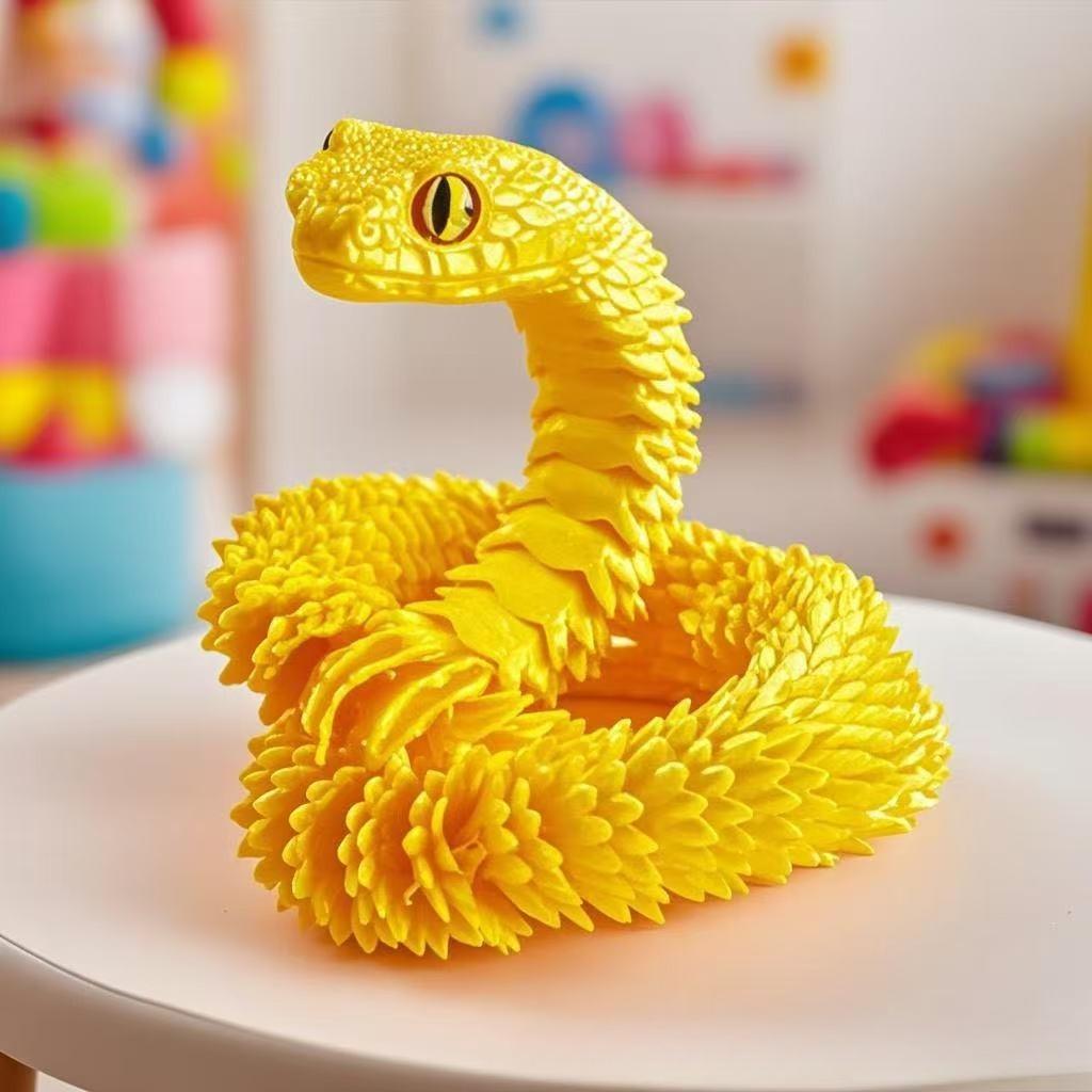 3D Printed Snake Articulated Bush Viper Toy-Dragon Snake Integrated Joint Mobility Statue Ornament Home Decor Gift Size 30-60CM