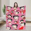 B-Bettys Boops Comfortable Blanket Cartoon Doll Casual Plane Travel Throw Blanket Home Decor Flannel Bedspread Sofa Bed Cover