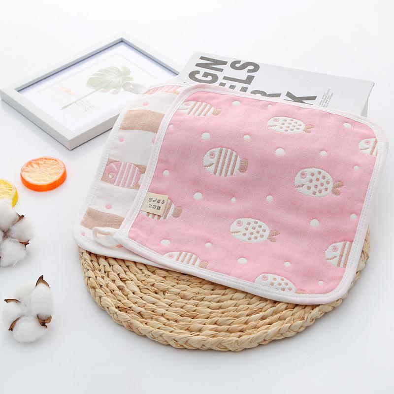 6 Layer Pure Cotton Gauze Baby Burp Cloth Cartoon Jacquard Square Towel For Infant Kids Face And Hand Washing