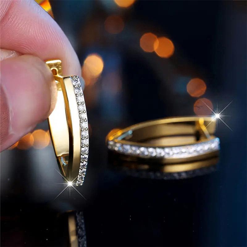 Niche, popular earrings, copper-plated imitation gold micro-inlaid zircon earrings, geometric V-shaped women's earrings.