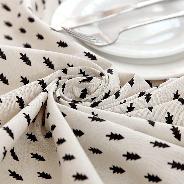 Polyester-Cotton Modern Simple Color Bottom Black Polka Dot Five-Star Rectangular Tablecloth Coffee Table Tablecloth Dining Table Cloth