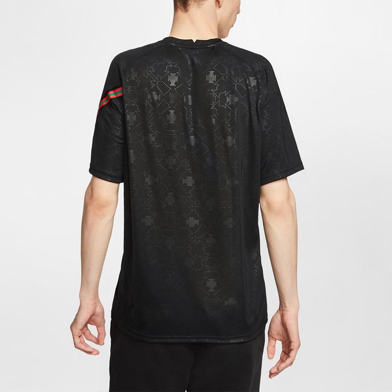 Nike Portugal Men's Pre-Match Short-Sleeve Soccer Top Black Red CD2579-010