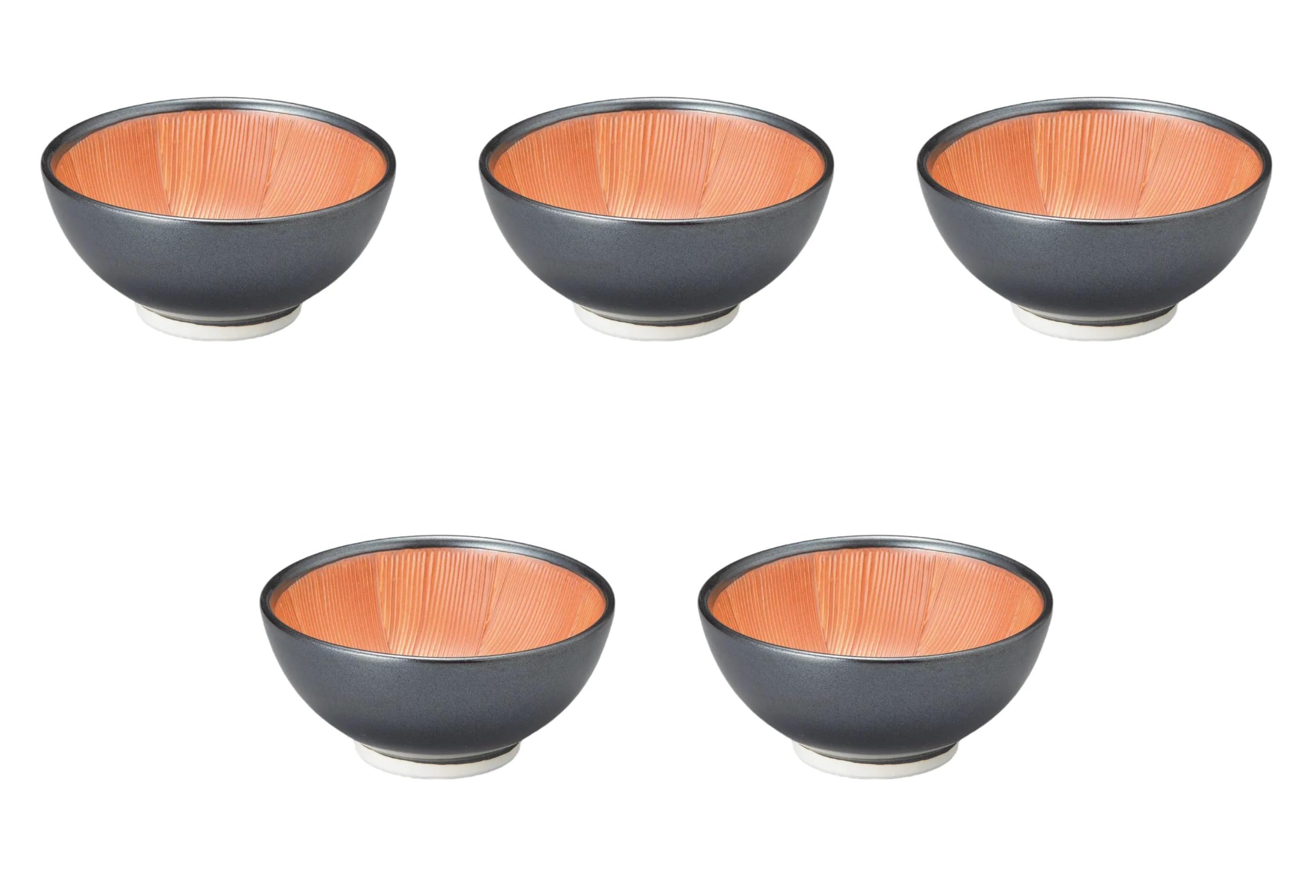 

Set of 5 Black Mortar Bowls x Made in Setomonohonpo (Large) [16.5 7.5cm] Mortar, Japan,