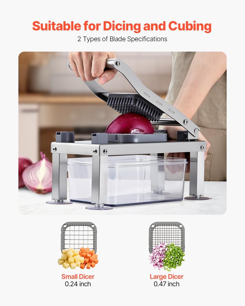 VEVOR Vegetable Chopper Mandoline Slicer, All-in-1 Food Veggie Cutter with 8 Stainless Steel Blades