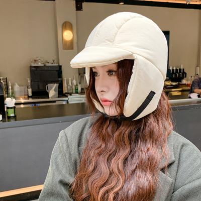 Korean New Sweet and Cool Ins Hat Women's Down Plus Down Lei Feng Hat Winter Warm Cold Hat Riding Ear Protection Hat