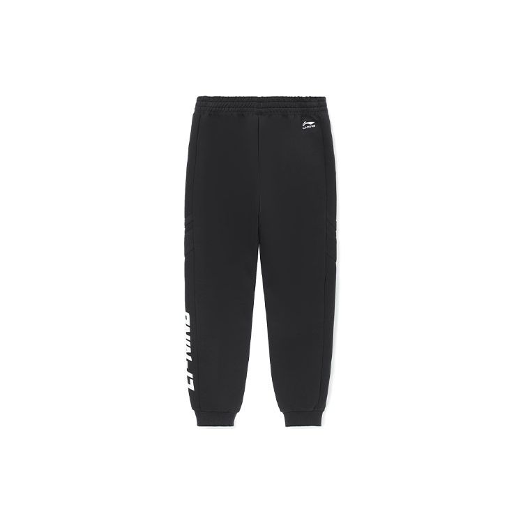 Lining Logo Print Mid-Waist Knit Sports Pants Men Bottoms Black AKLS077-1