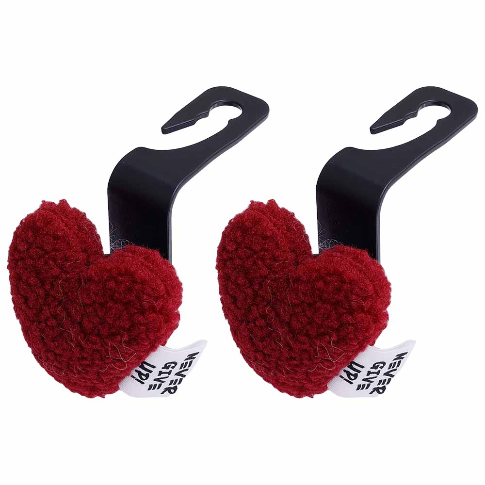 2/1pcs Car Seat Back Hooks Plush Love Heart Car Hook Multifunctional Auto Seat Headrest Hanging Storage Hook Handbag Hooks