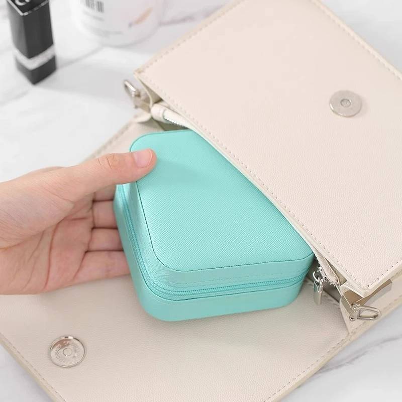 Jewelry Organizer Box With Leather Material For Earrings And Rings Storage