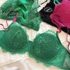 European & American Deep V Lace Color Block See-through Bra & Panty Set for Women - Enhancing & Sexy