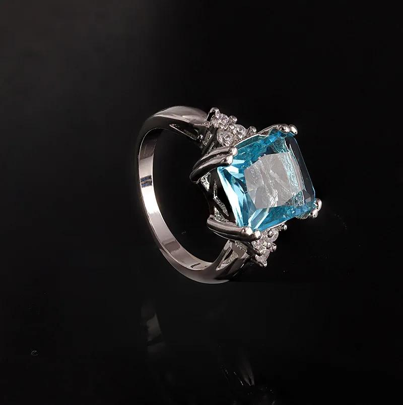18k Luxus Kupfer Damenring Edelblau Zirkonia Eleganter Damenring Modeschmuck Party Hochzeitsschmuck Geschenk