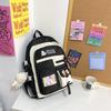 Zaino Studente Color Block alla Moda Con Ciondolo Palla Colorata e Spilla Decorativa Per Viaggi Casual e Uso Quotidiano