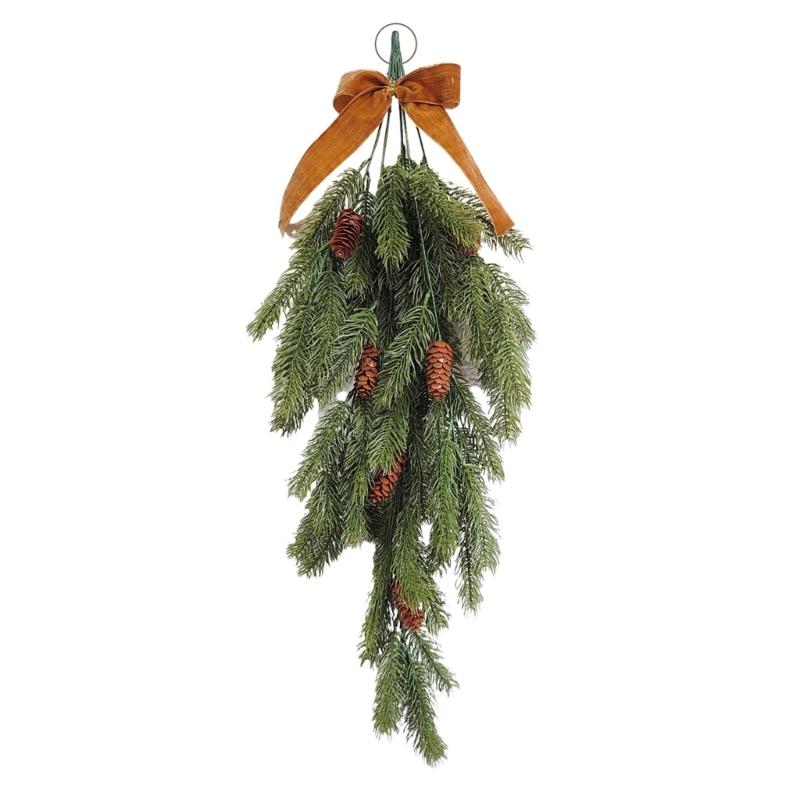 Artificial Plastic Pine Needle Branch Realistic Hanging Plant Ornament Christmas Tree Decoration For Indoor and Outdoor