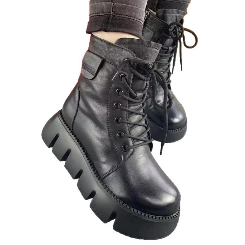 Soft Leather Shoes with Fleece and Thickened Snow Boots, New Casual Anti-slip Cotton Boots for Women