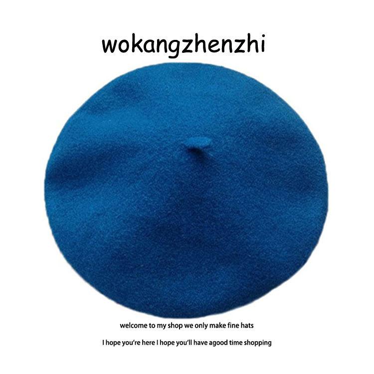 

Woolen Beret Women Ishihara Satomi Same Beret Autumn And Winter Wool Beret Retro Blue Painter Hat синий