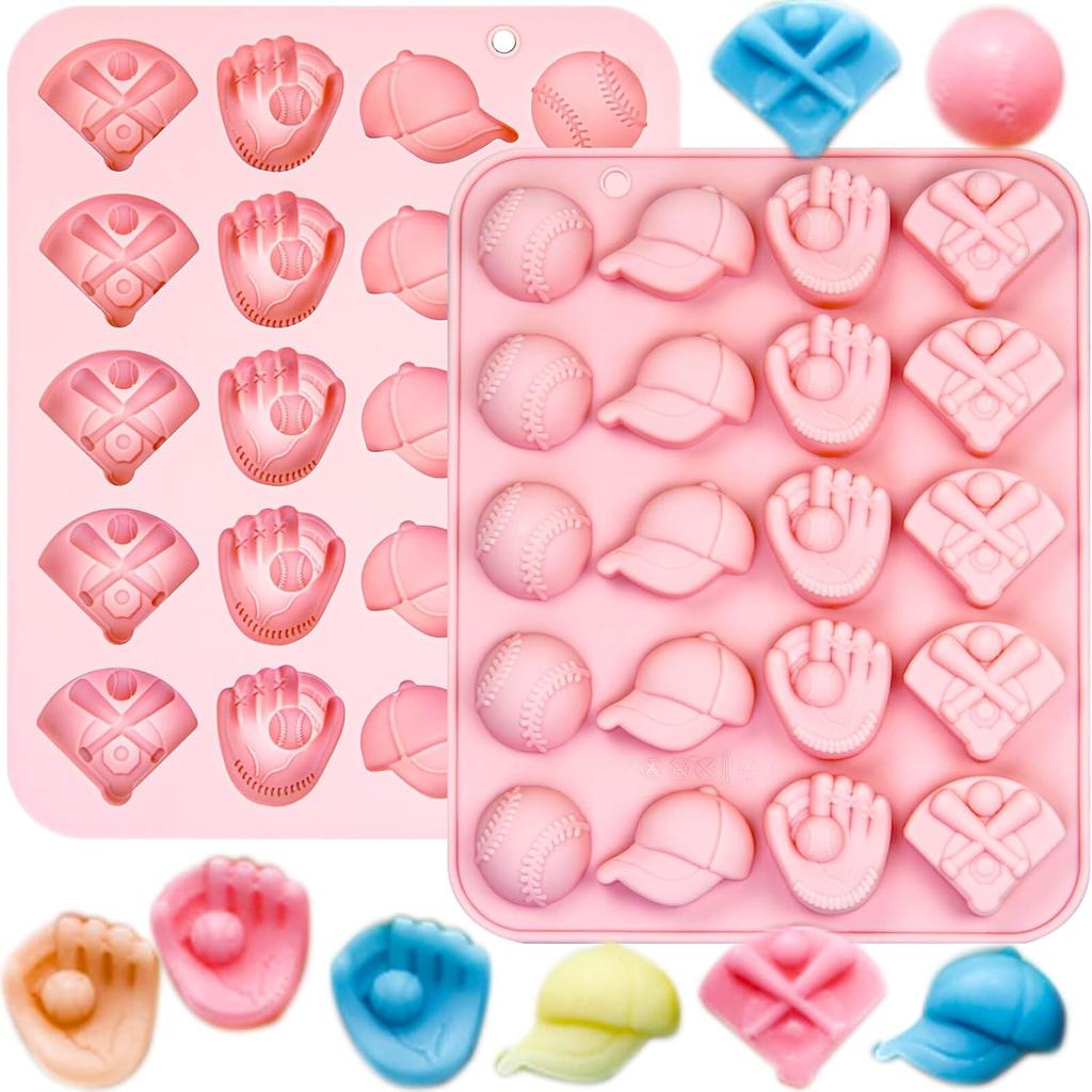 2 Pack Golf Ball Chocolate Molds 32 Cavities Golf Ball Sports Silicone Ice Cube Molds Golf Bags Shirts Golfer Shapes Mould for Chocolate Candy