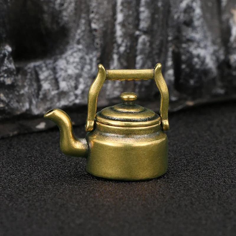 1Pc Antique Copper Mini Fingertip Kettle Teapot Pocket Incense Burner Retro Brass Tea Pet Home Decorations Accessories Desk Ornament