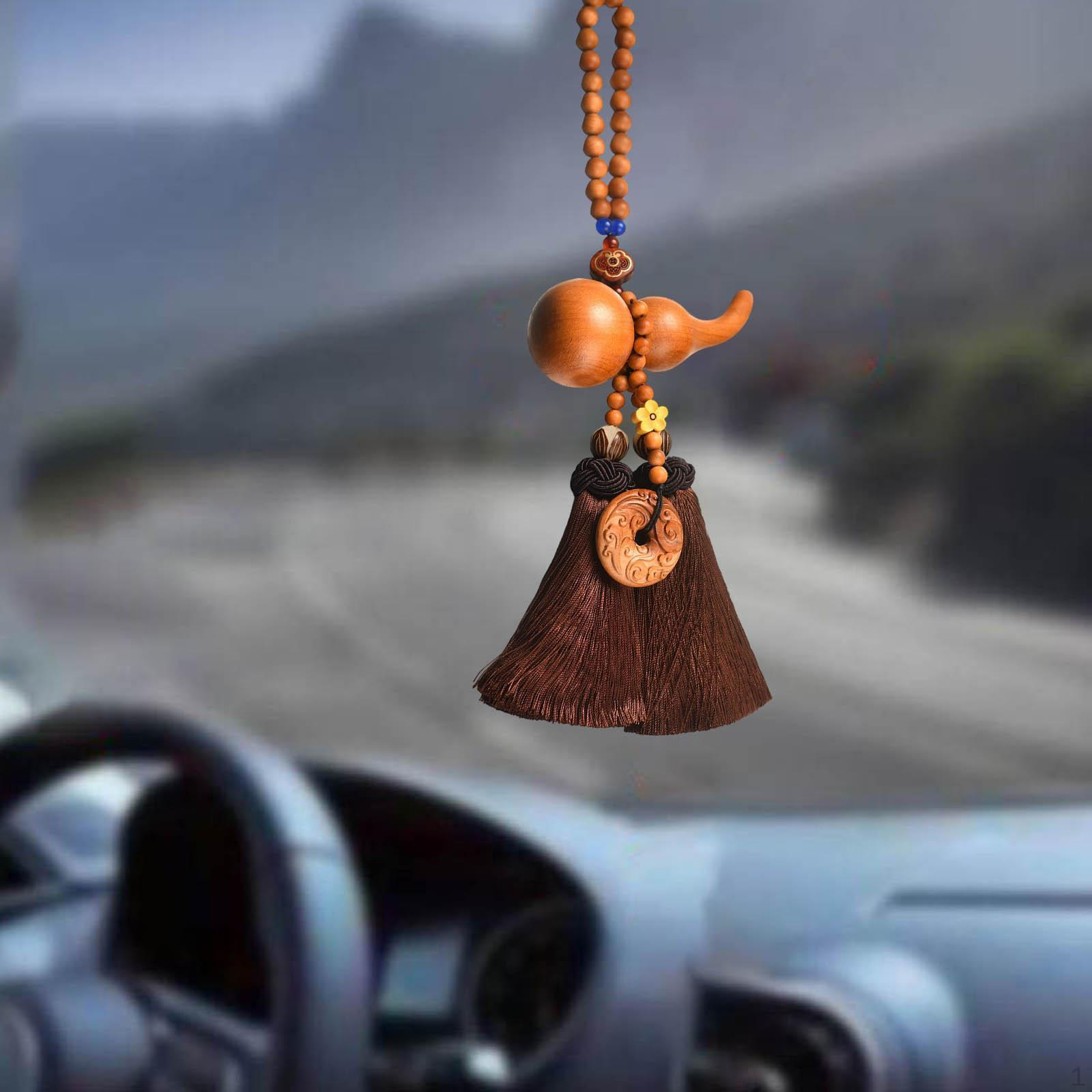 

Mirror Pendant Car Auto Interior Dangle Wood Chinese Style Dangling Ornament Hanging коричневый