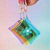 Transparent PVC Chic Coin Purse | Compact Key & Card Holder, Zip Closure | Easy Clean with Beaded Chain
