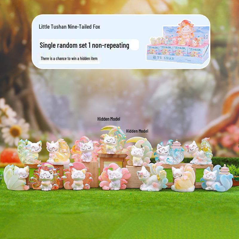 Nine-Tailed Fox Resin Blind Box: Chinese Style Desktop Ornament & Festival Gift