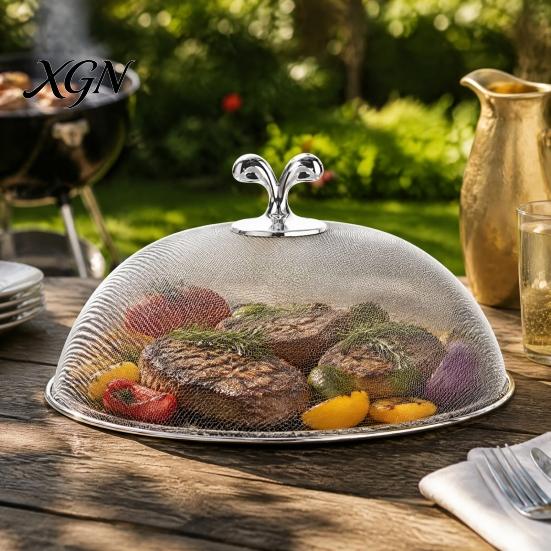Metal Mesh Food Protectors for Party Stainless Steel Cover with Handle, Insect Control Tents Picnics Tent, Durable Dome Guard Plates And Serving Trays