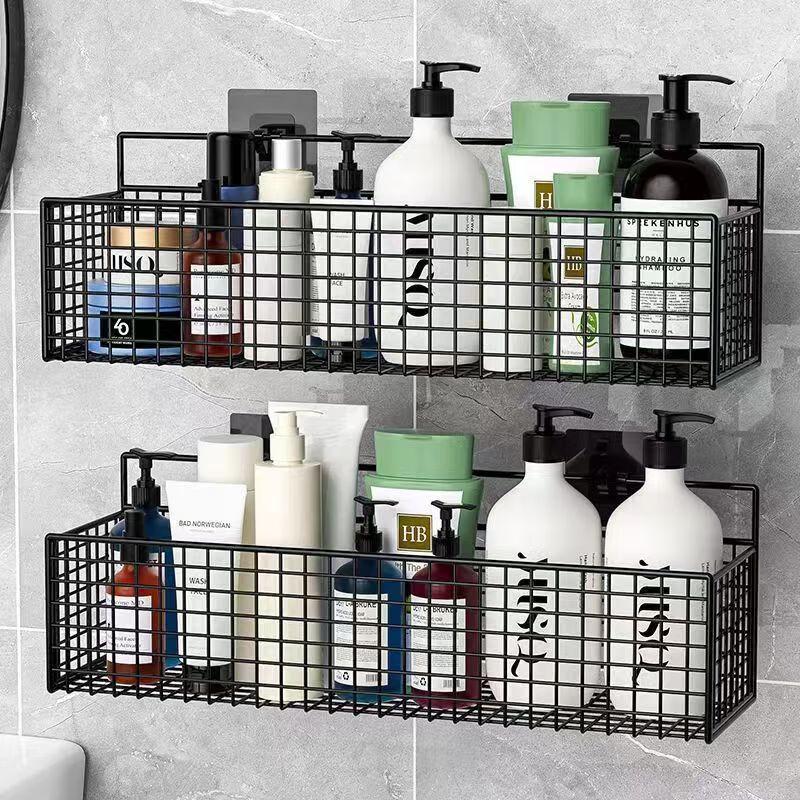 Punch-Free Iron Bathroom Wall Storage Shelf