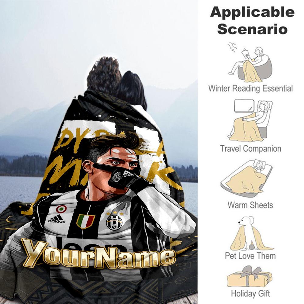 Juventus Personalized Text Blanket Throw Personalized Blanket Comfortable Great for Couch Home Decor Living Room Sofa Four Seasons Multipurpose