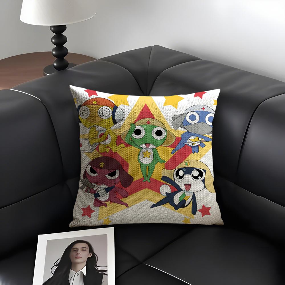 

KKeroro GunsouU Frog Cartoon Cushion Cover Natural Linen Organic Fabric DoubleSided Printing Sofa Home Decor Gift Pillow Case 30x30cm
