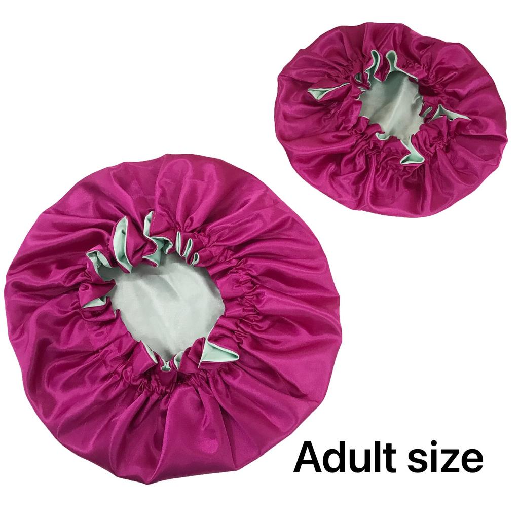 Reversible Double Layered Hair Bonnets for Adults and Kids Mommy and Me Satin Silk Bonnets
