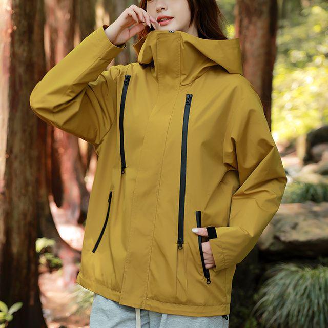 

Windproof Waterproof Couple Jacket 2026: Spring/Autumn Loose Fit with Taped Zipper XL recommended 150-170 jin